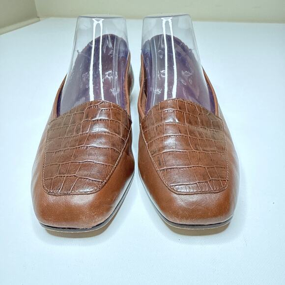 Classic ENZO ANGIOLINI Liberty Brown Croc‎ Leather Ballet Ballerina Flats SZ 8.5 - Picture 4 of 10